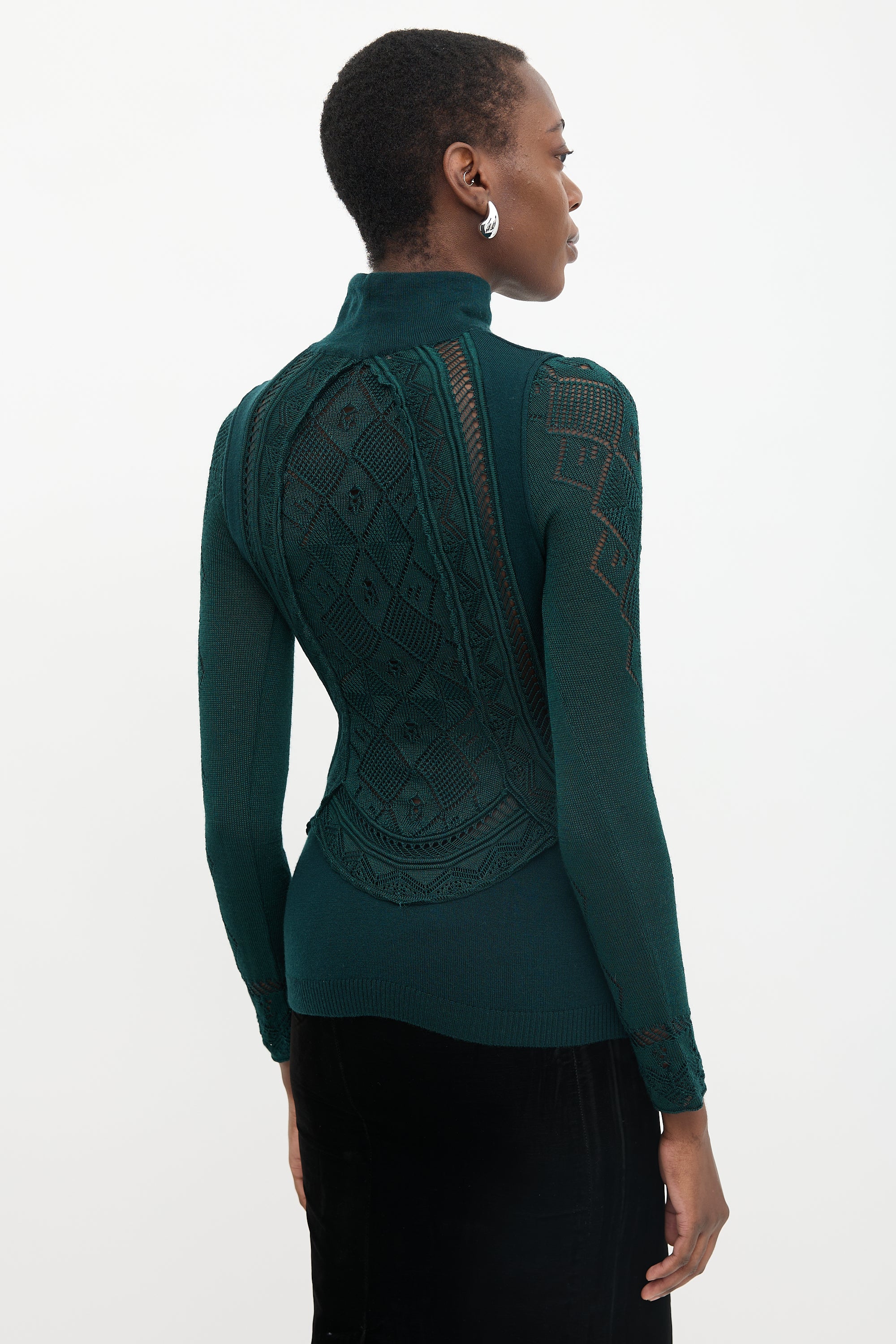 Roberto Cavalli Wool Pointelle Turtleneck Sweater