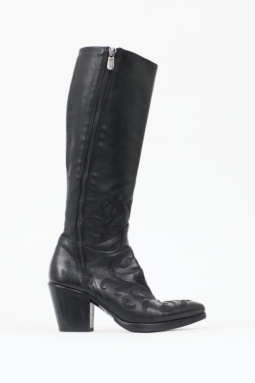 Rocco P. Leather Embroidered Cowboy Boot