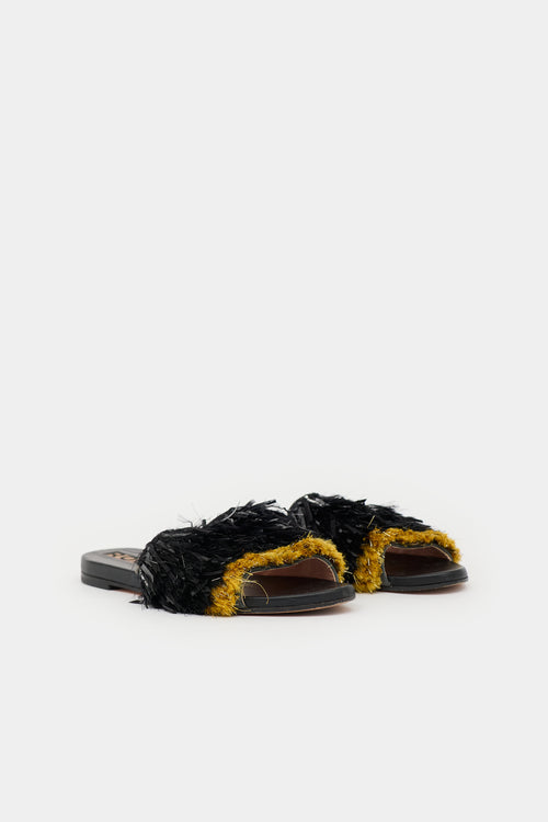 Rochas Fringe Embellished Suede Sandal