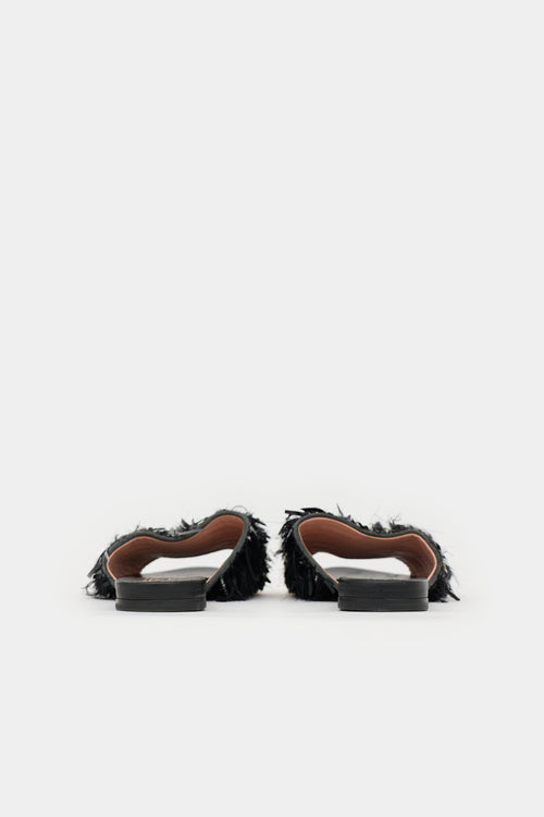 Rochas Fringe Embellished Suede Sandal