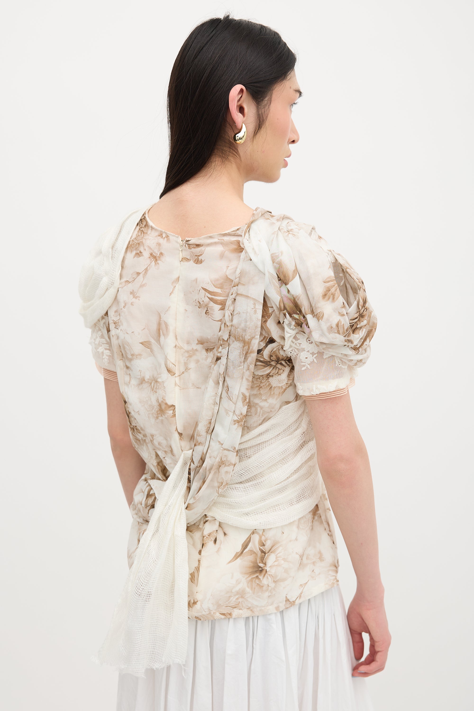Rodarte Draped Floral Top