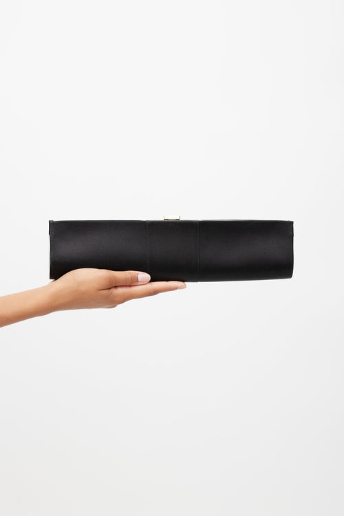 Roger Vivier Black Satin Pilgrim Buckle Tube Clutch