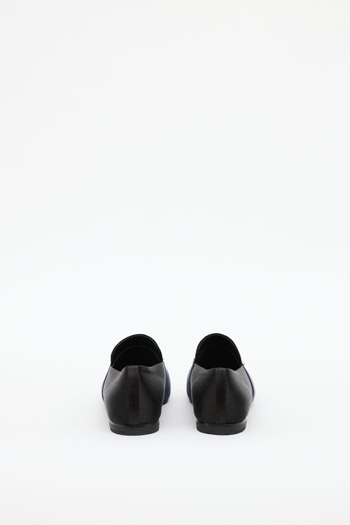 Roger Vivier Black & Navy Satin Crystal Loafer