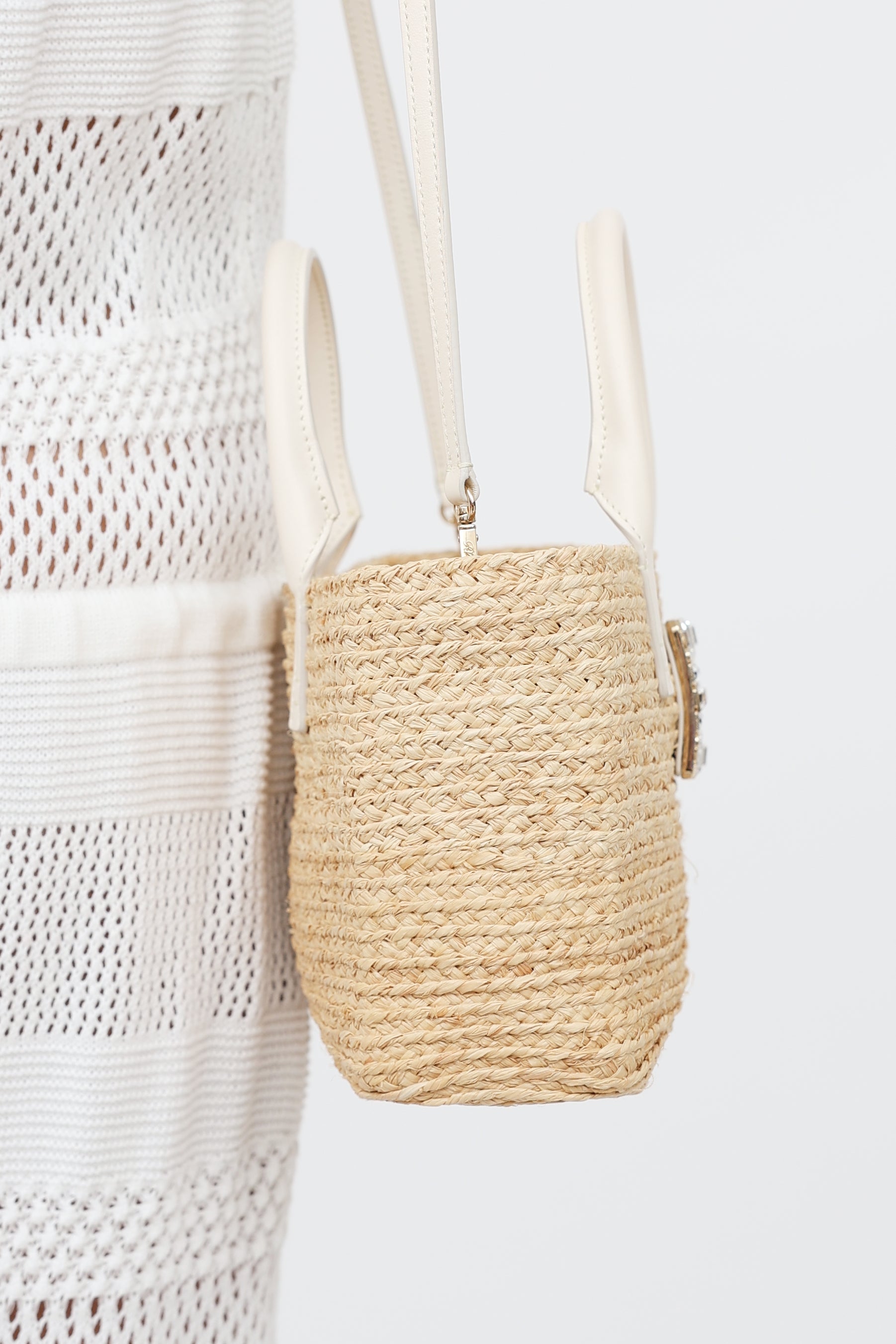Roger Vivier Viv Skate Raffia Bag
