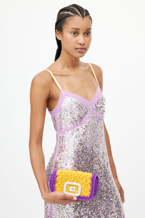 Roger Vivier Purple & Yellow Viv Choc Jewel Shoulder bag