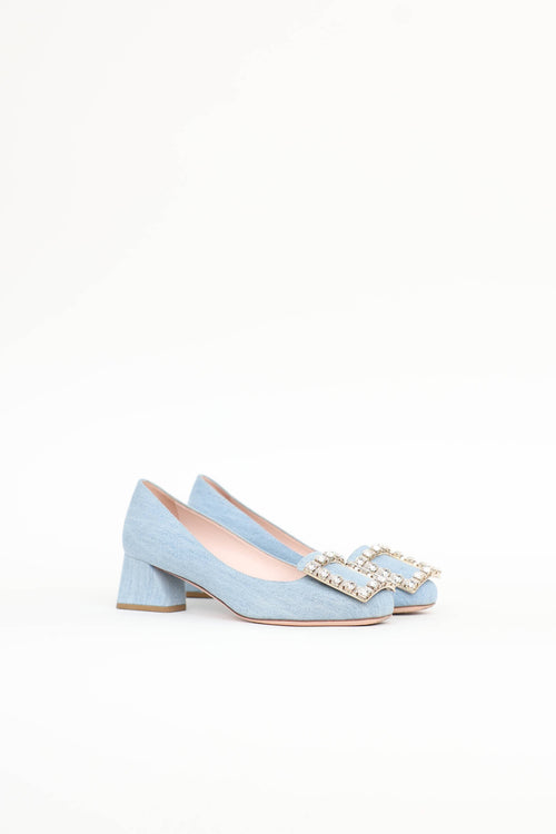 Roger Vivier Denim & Crystal Pump