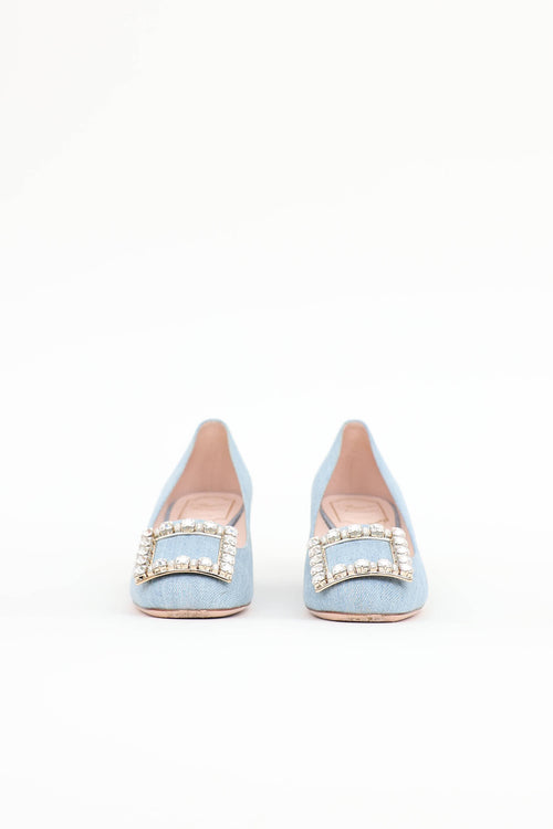 Roger Vivier Denim & Crystal Pump
