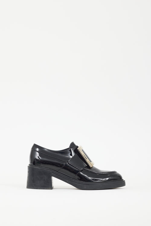 Roger Vivier Black & Gold Patent Leather Viv Ranger Loafer