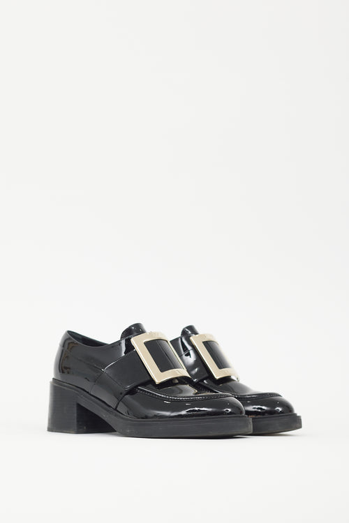 Roger Vivier Black & Gold Patent Leather Viv Ranger Loafer