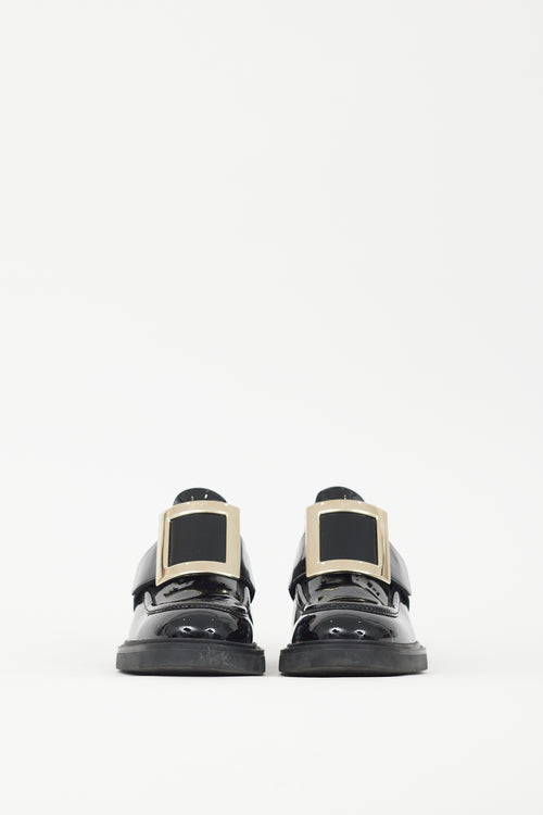 Roger Vivier Black & Gold Patent Leather Viv Ranger Loafer