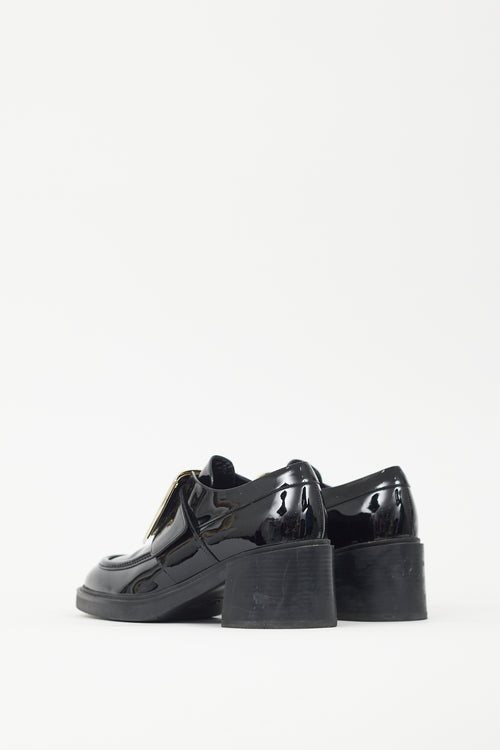 Roger Vivier Black & Gold Patent Leather Viv Ranger Loafer
