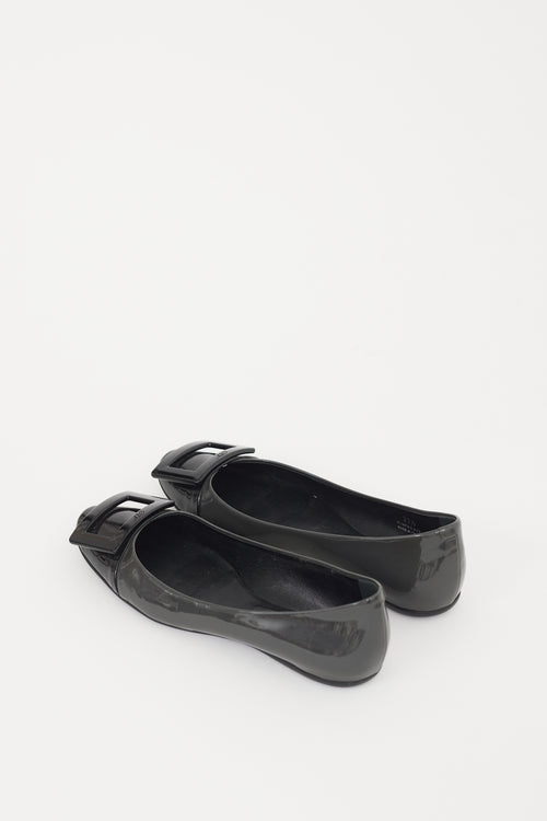 Roger Vivier Black & Grey Patent Leather Gommettine Flat