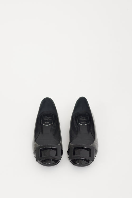 Roger Vivier Black & Grey Patent Leather Gommettine Flat