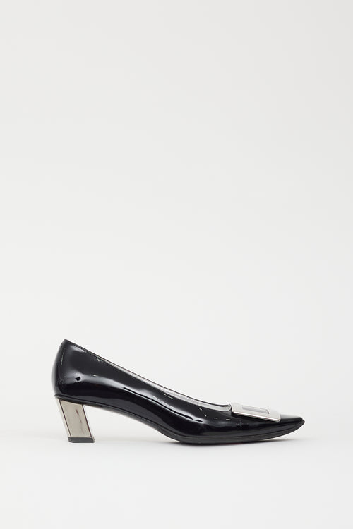 Roger Vivier Black & Silver Patent Belle Vivier Pump