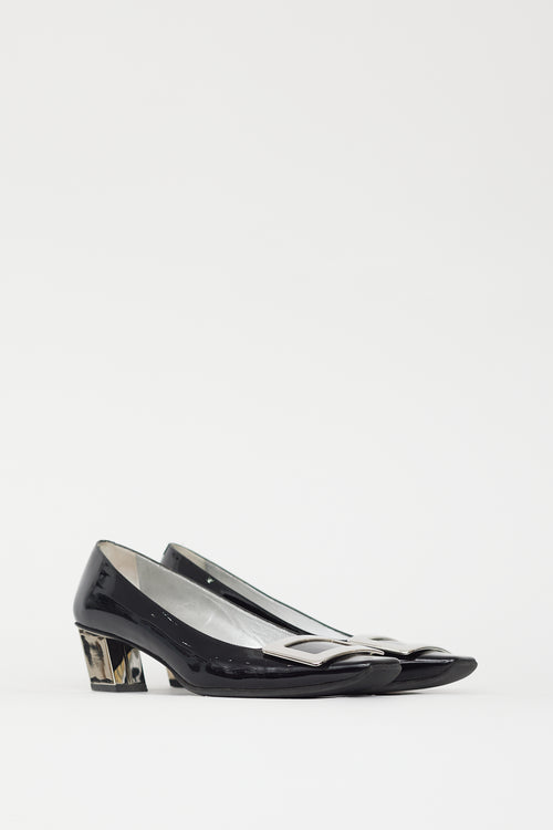 Roger Vivier Black & Silver Patent Belle Vivier Pump