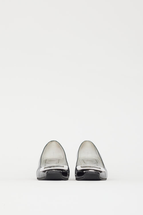 Roger Vivier Black & Silver Patent Belle Vivier Pump