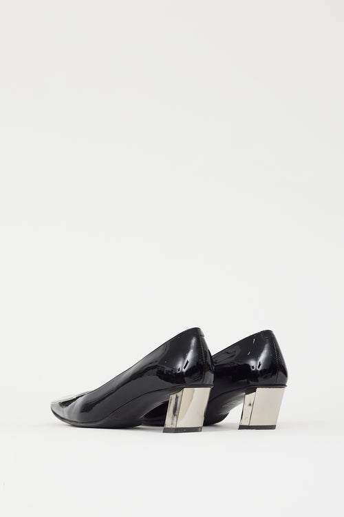 Roger Vivier Black & Silver Patent Belle Vivier Pump
