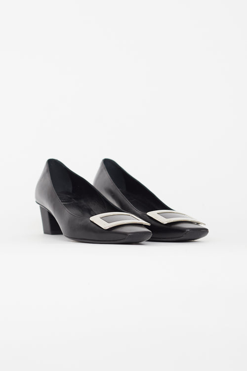 Roger Vivier Black & Silver Belle Vivier Heel