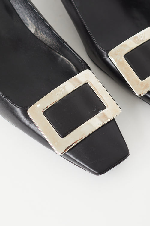 Roger Vivier Black & Silver Belle Vivier Heel