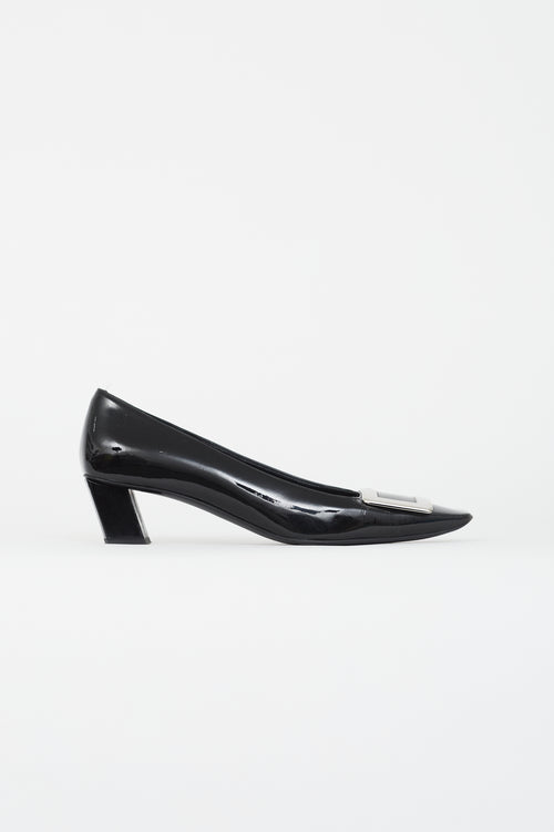Roger Vivier Black & Silver Patent Belle Vivier Heel
