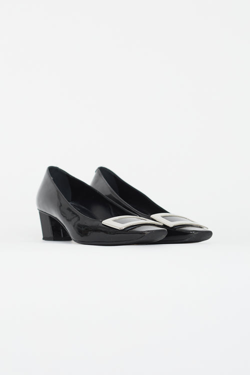 Roger Vivier Black & Silver Patent Belle Vivier Heel