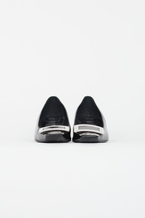 Roger Vivier Black & Silver Patent Belle Vivier Heel