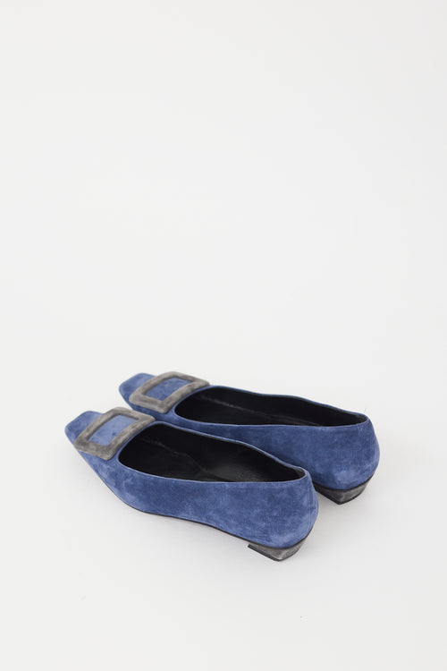 Roger Vivier Blue & Grey Suede Trompette  Flat