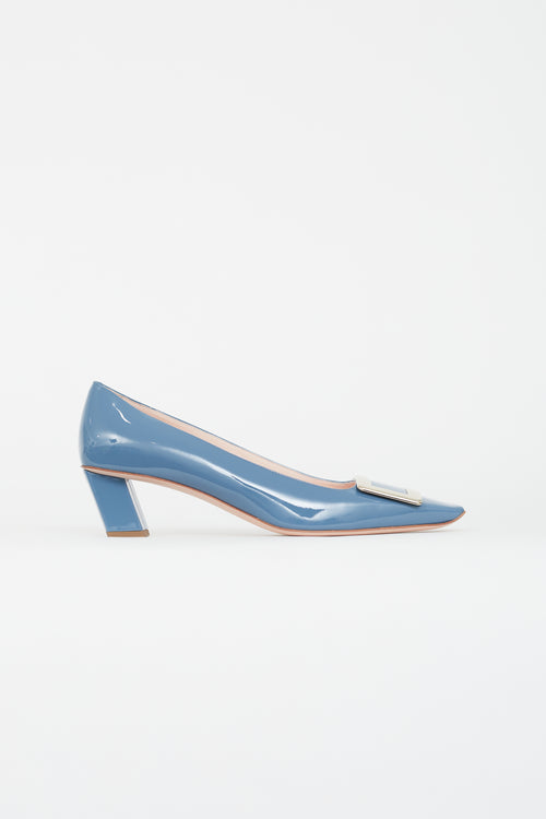 Roger Vivier Blue & Gold Patent Belle Vivier Heel
