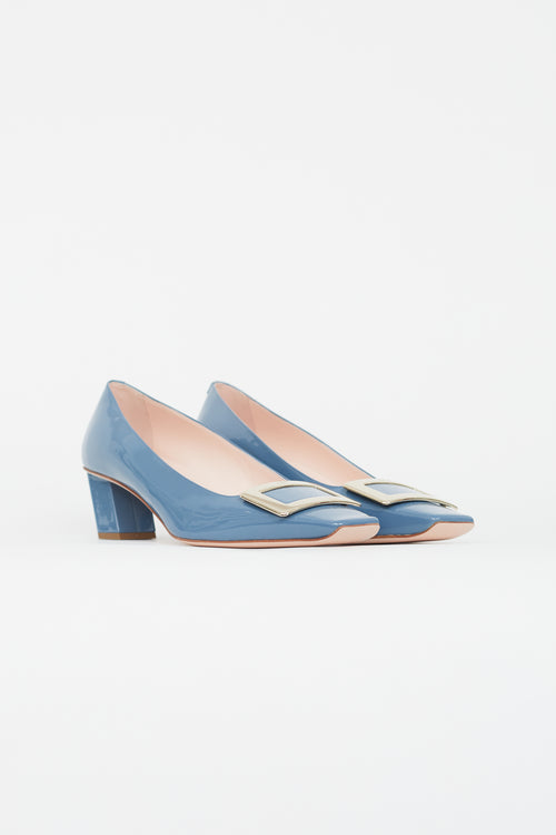 Roger Vivier Blue & Gold Patent Belle Vivier Heel
