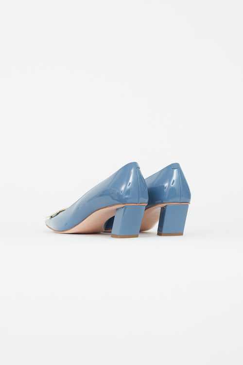 Roger Vivier Blue & Gold Patent Belle Vivier Heel