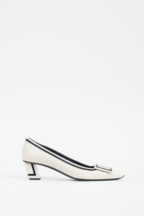 Roger Vivier Cream & Black Belle Vivier Heel