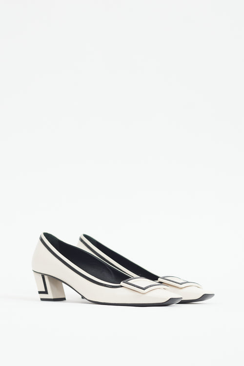 Roger Vivier Cream & Black Belle Vivier Heel