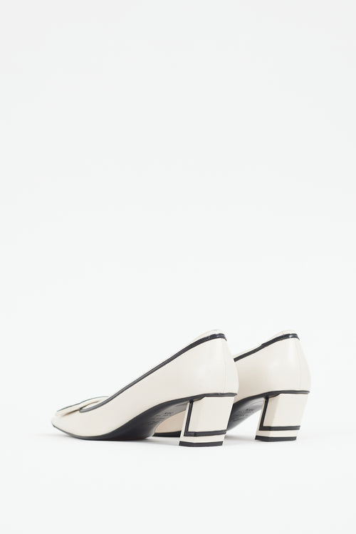 Roger Vivier Cream & Black Belle Vivier Heel