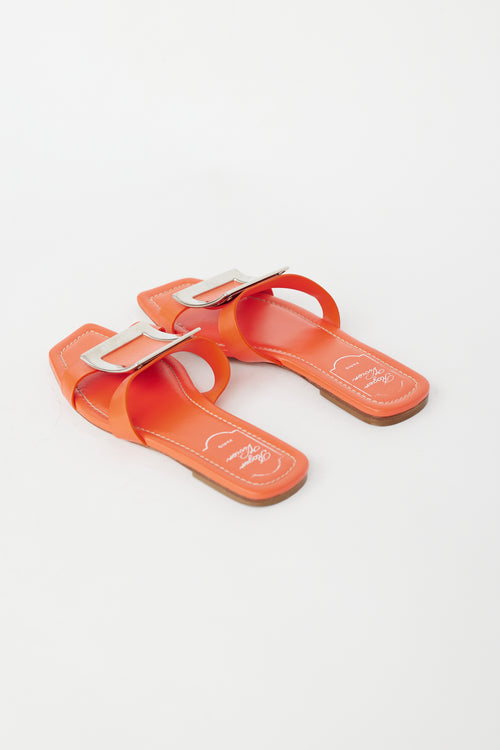 Roger Vivier Orange & Silver Buckled Bikiviv' Sandal