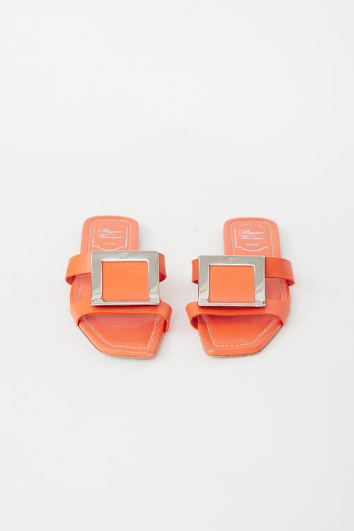 Roger Vivier Orange & Silver Buckled Bikiviv' Sandal