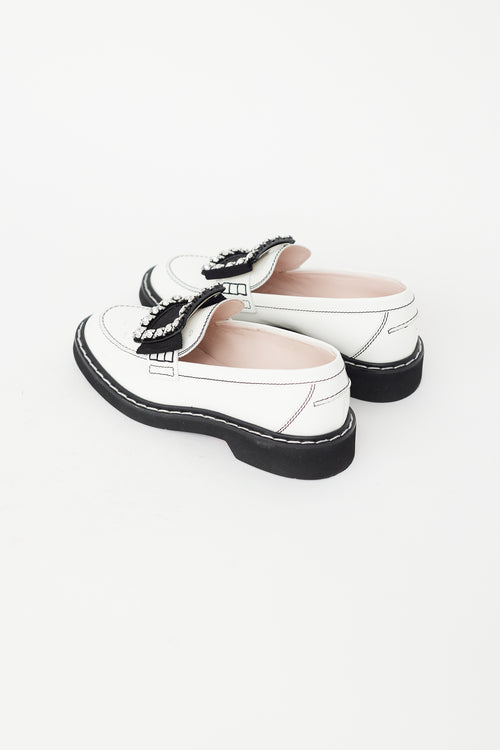 Roger Vivier White Patent Embellished Viv' Ranger Loafer
