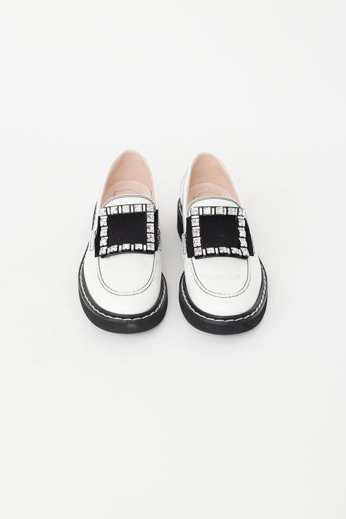 Roger Vivier White Patent Embellished Viv' Ranger Loafer