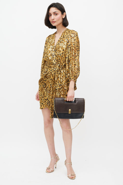 Roland Mouret Brown & Black Leather Flap Bag