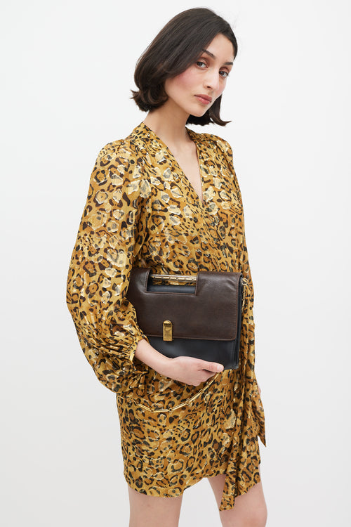 Roland Mouret Brown & Black Leather Flap Bag