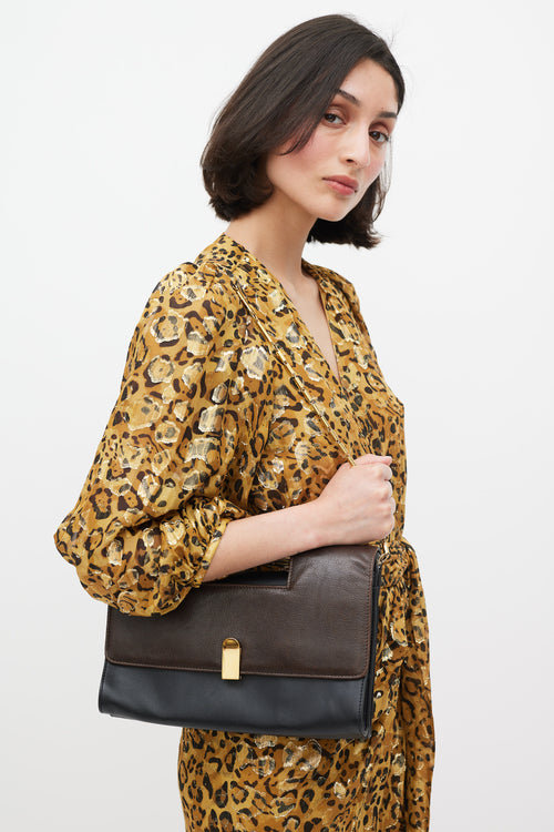 Roland Mouret Brown & Black Leather Flap Bag
