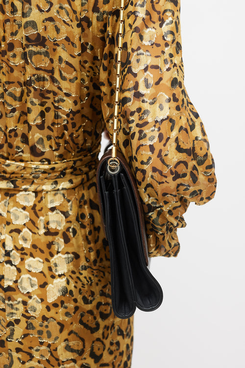 Roland Mouret Brown & Black Leather Flap Bag