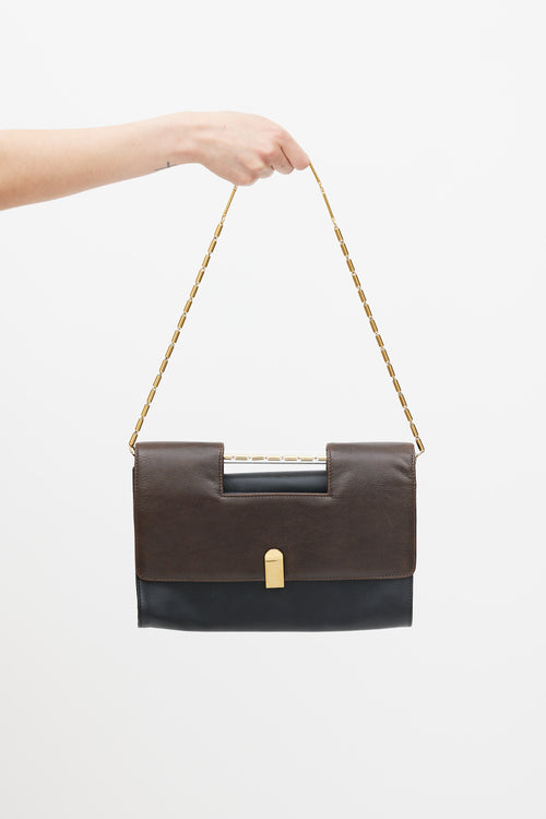 Roland Mouret Brown & Black Leather Flap Bag