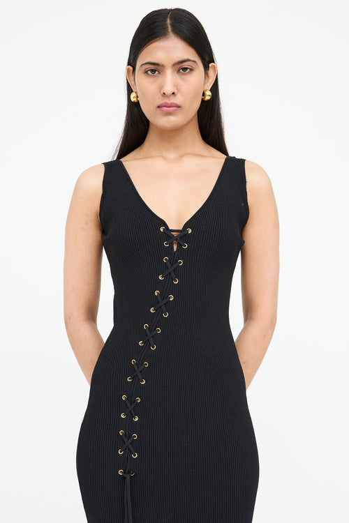 Ronny Kobo Knit Lace Up Dress