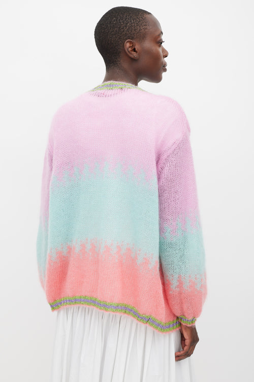 Rose Carmine Purple & Multicolour Mohair Sparkly Trimmed Cardigan