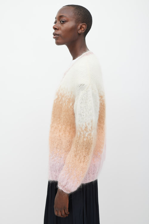 Rose Carmine White & Multicolour Mohair Sparkly Trimmed Cardigan