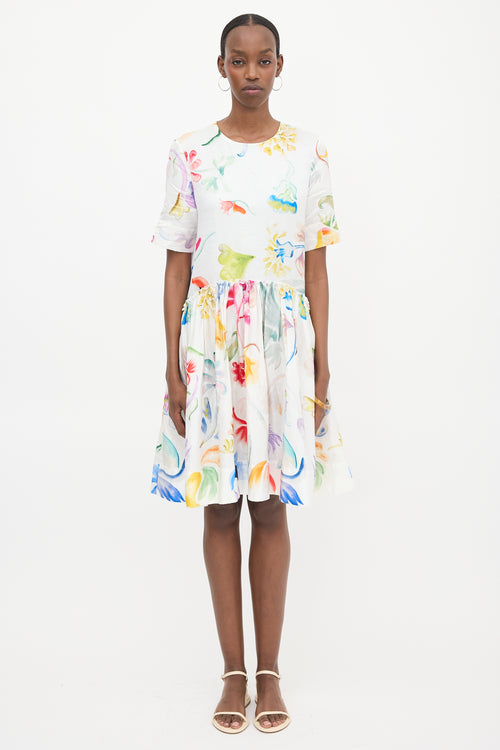 Rosie Assoulin Linen Satin Floral Dress