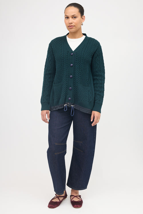 Sacai Wool Drawcord Hem Cardigan