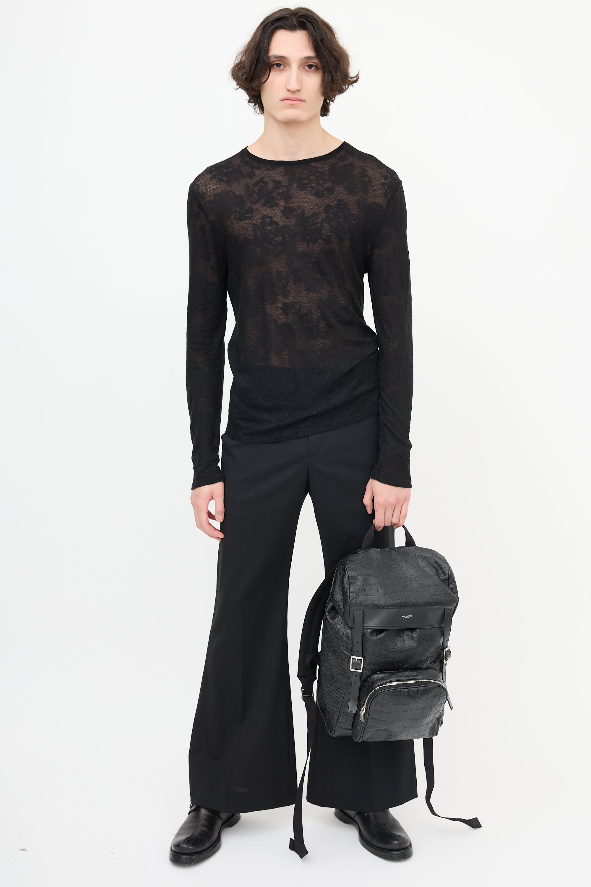 Saint Laurent Leather Embossed Backpack