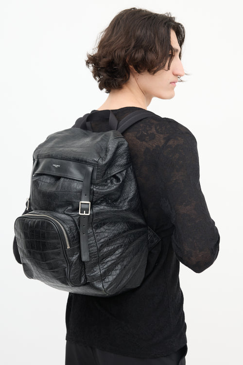 Saint Laurent Leather Embossed Backpack