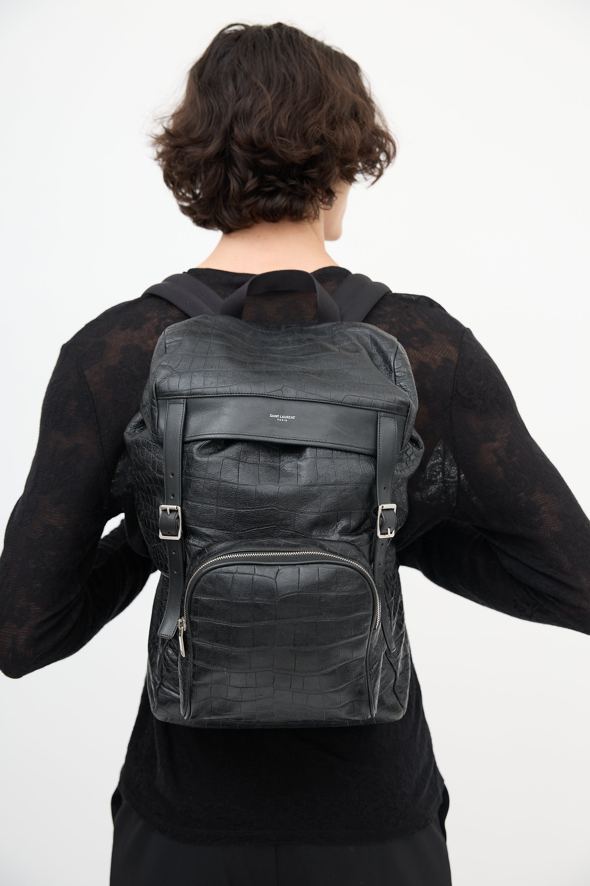 Saint Laurent Leather Embossed Backpack